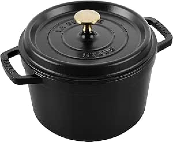 画像1: staub ストウブ 「 グランドココット ラウンド ブラック 20cm 」 大きい 両手 ホーロー 鍋 IH対応 【日本正規販売品】 STAUB Cast iron Grand cocottes round Black 40508-898 (1)