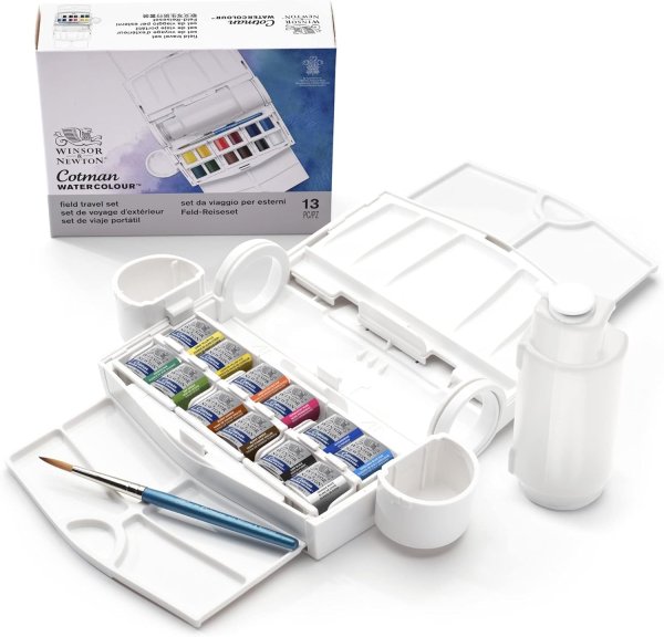 画像1: Winsor & Newton ウィンザー&ニュートン 水彩絵具 ウィンザー&ニュートン コットマン ウォーターカラー 12色セット フィールド PLUSセット ハーフパン (1)